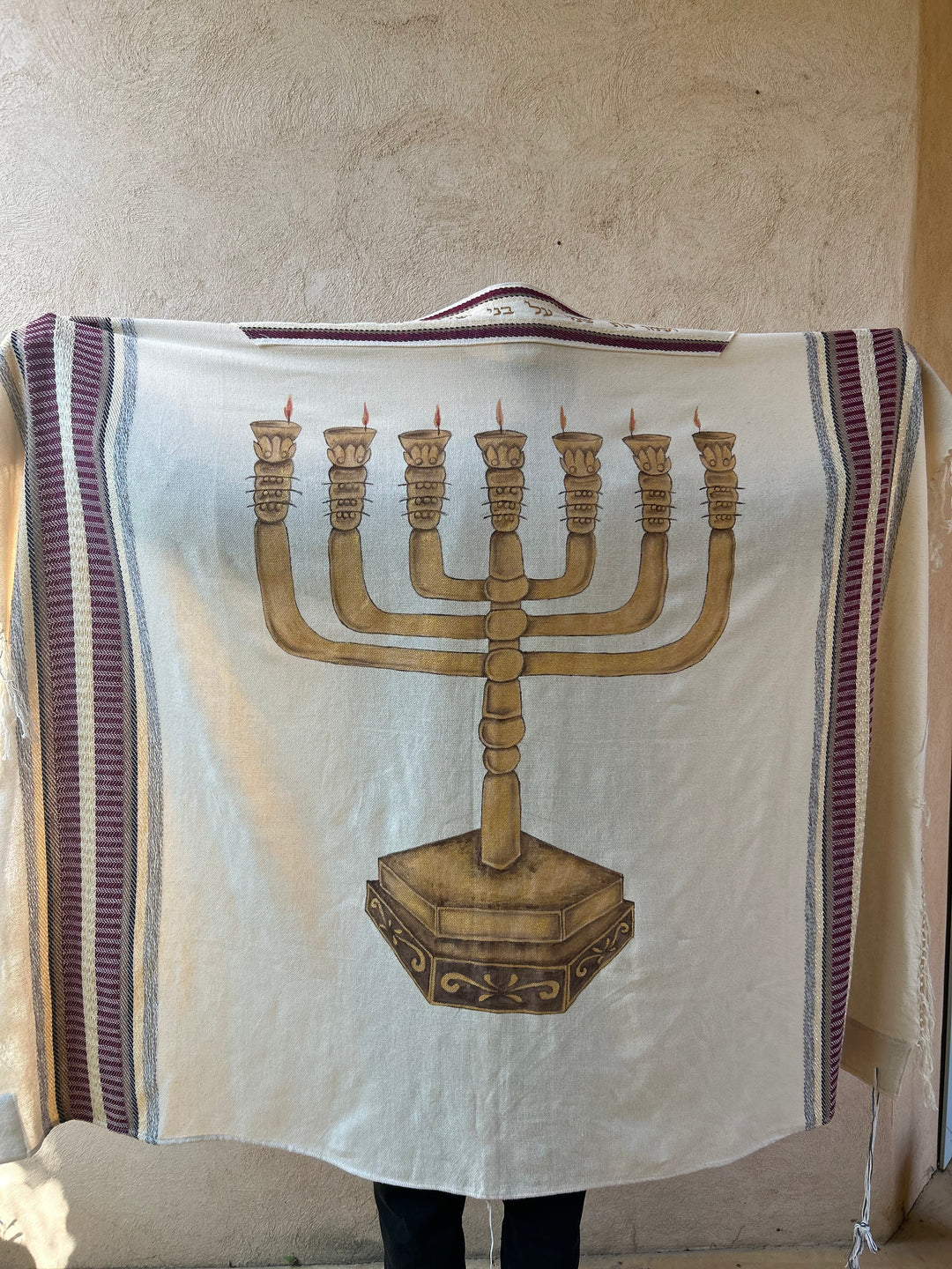 Handmade Tallit - Menorah