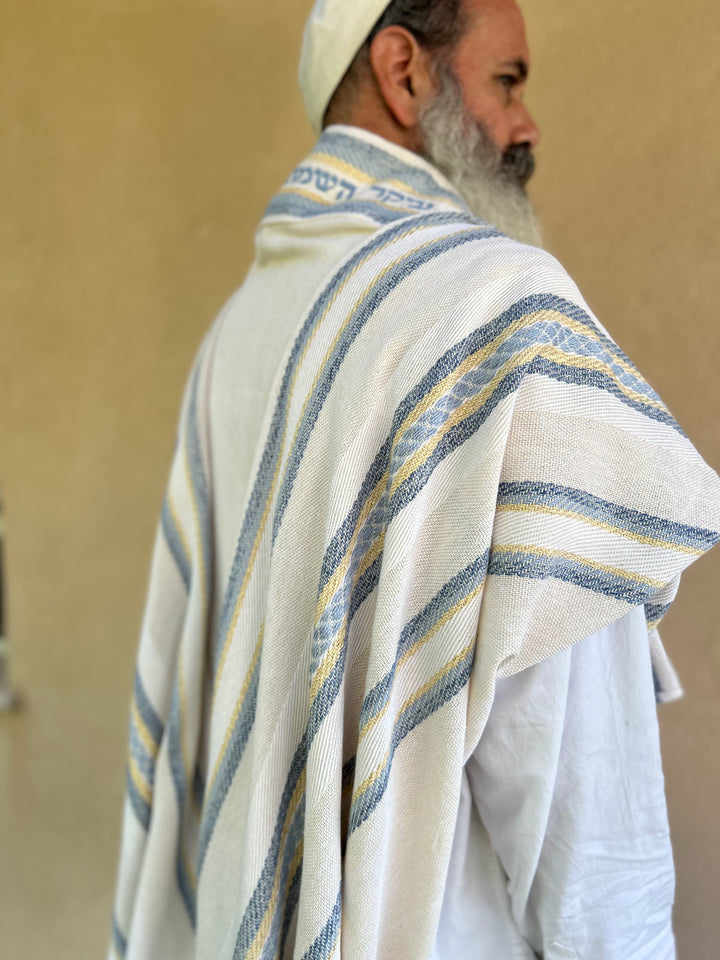 Handmade Tallit - Hochma White Background