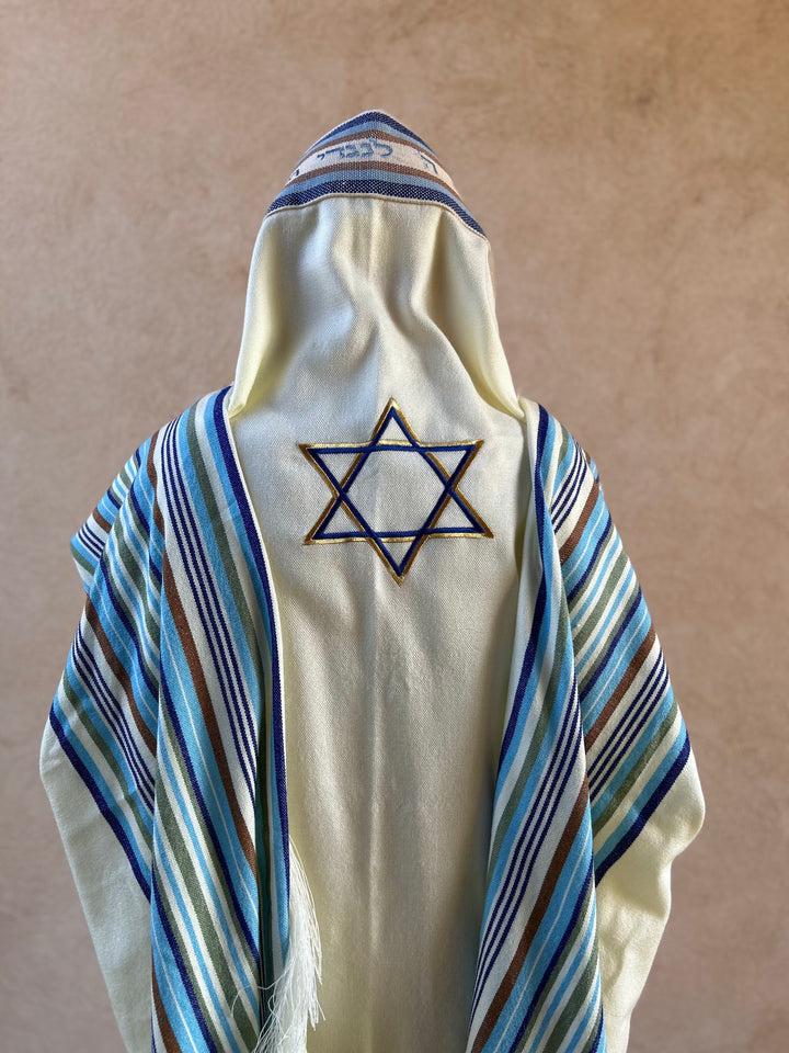 Handmade Wool tallit - Rotem Star of David
