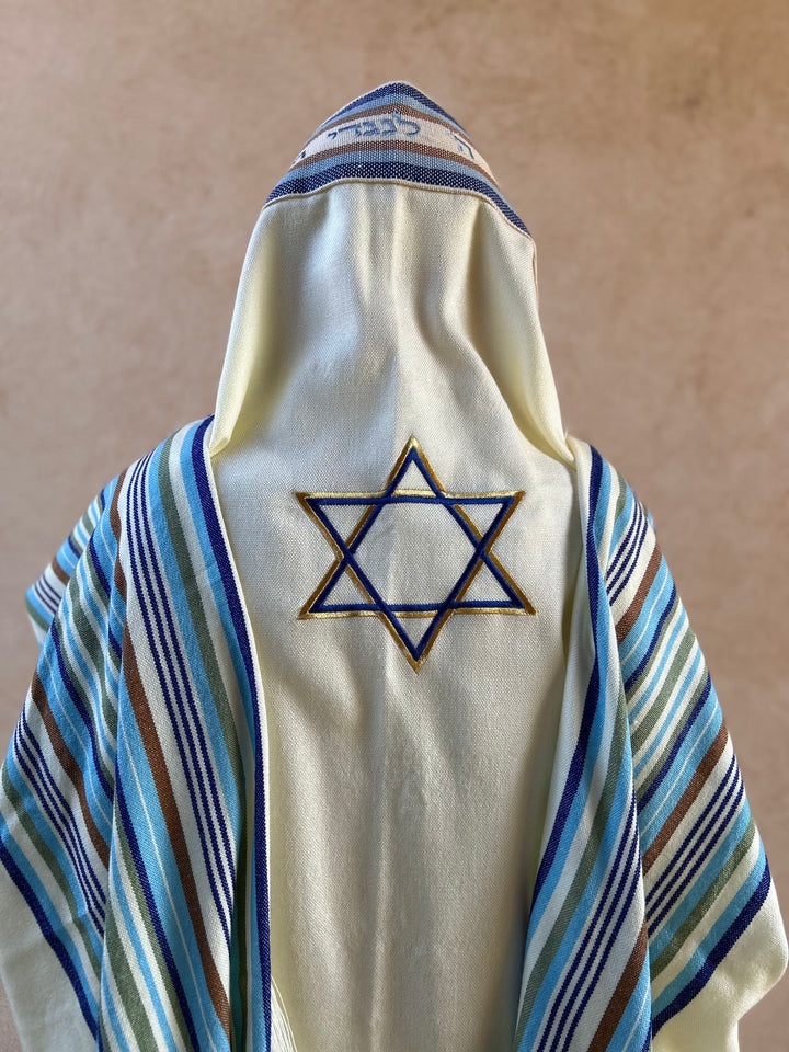 Handmade Wool tallit - Rotem Star of David