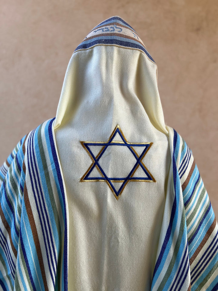 Handmade Wool tallit - Rotem Star of David