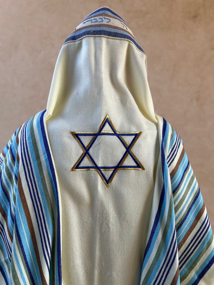 Handmade Wool tallit - Rotem Star of David