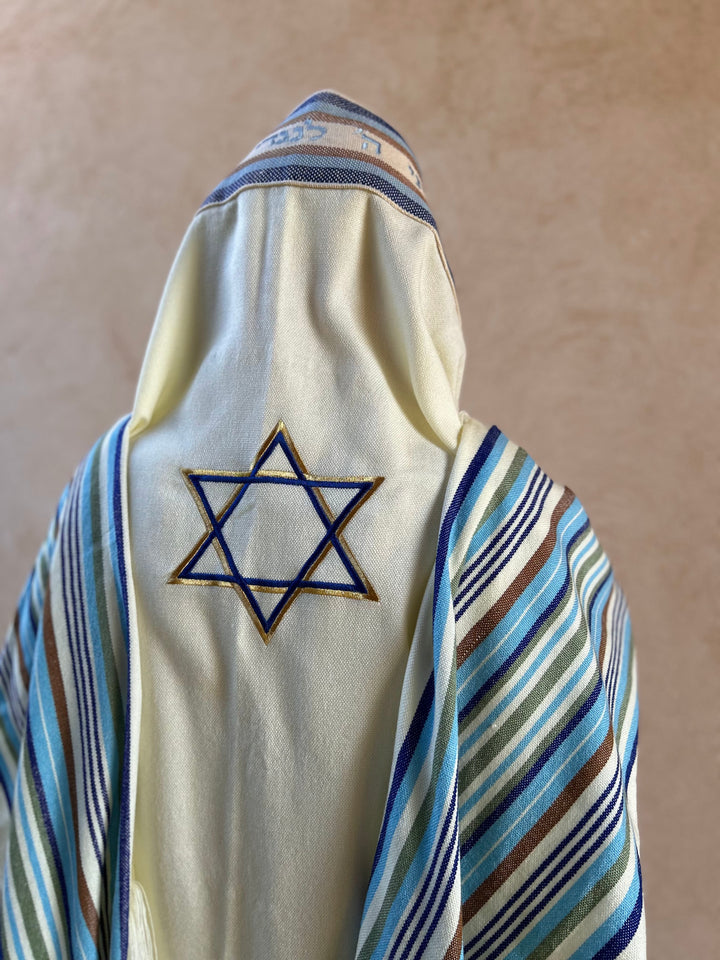 Handmade Wool tallit - Rotem Star of David