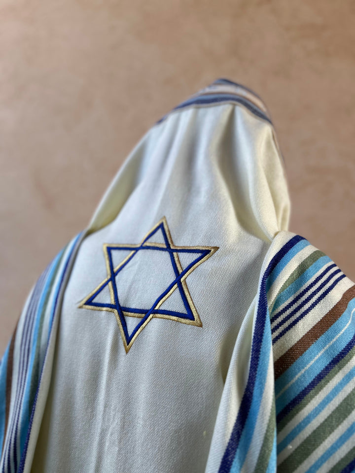 Handmade Wool tallit - Rotem Star of David