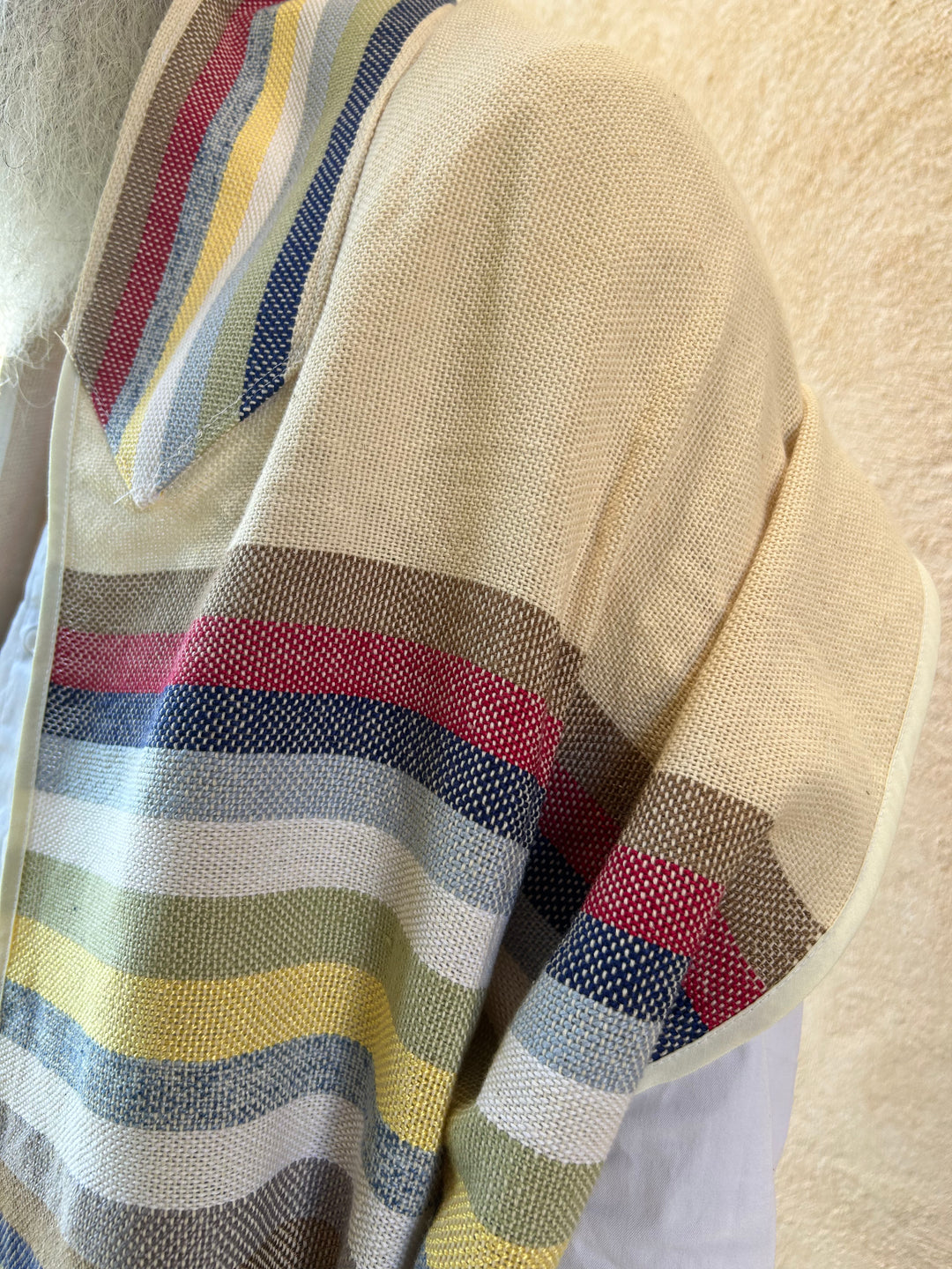 Blue Yellow and Red - Handmade Cotton Tallit Ready to Ship