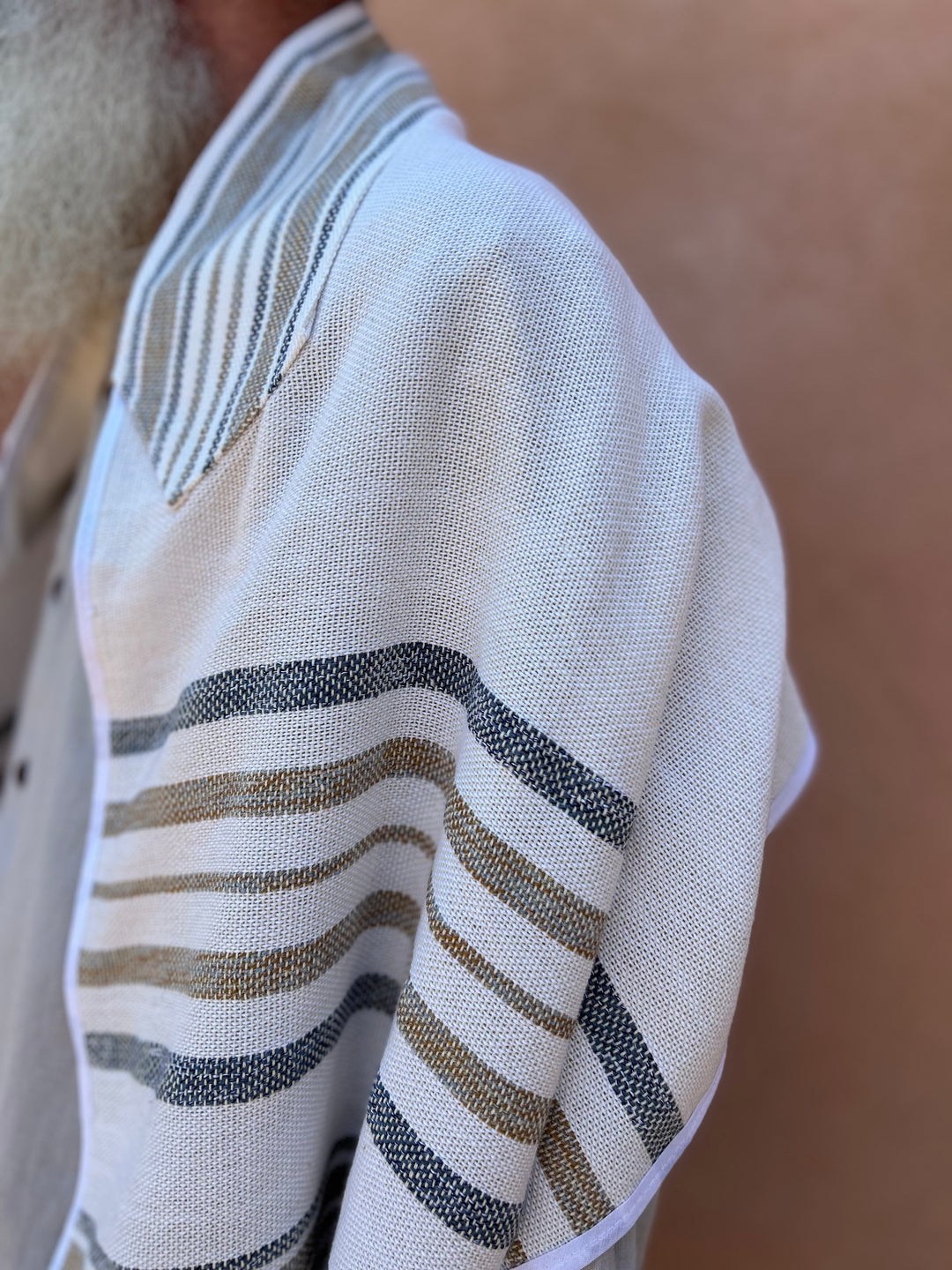 Blue and Brown - Handmade Cotton Tallit Ready to Ship
