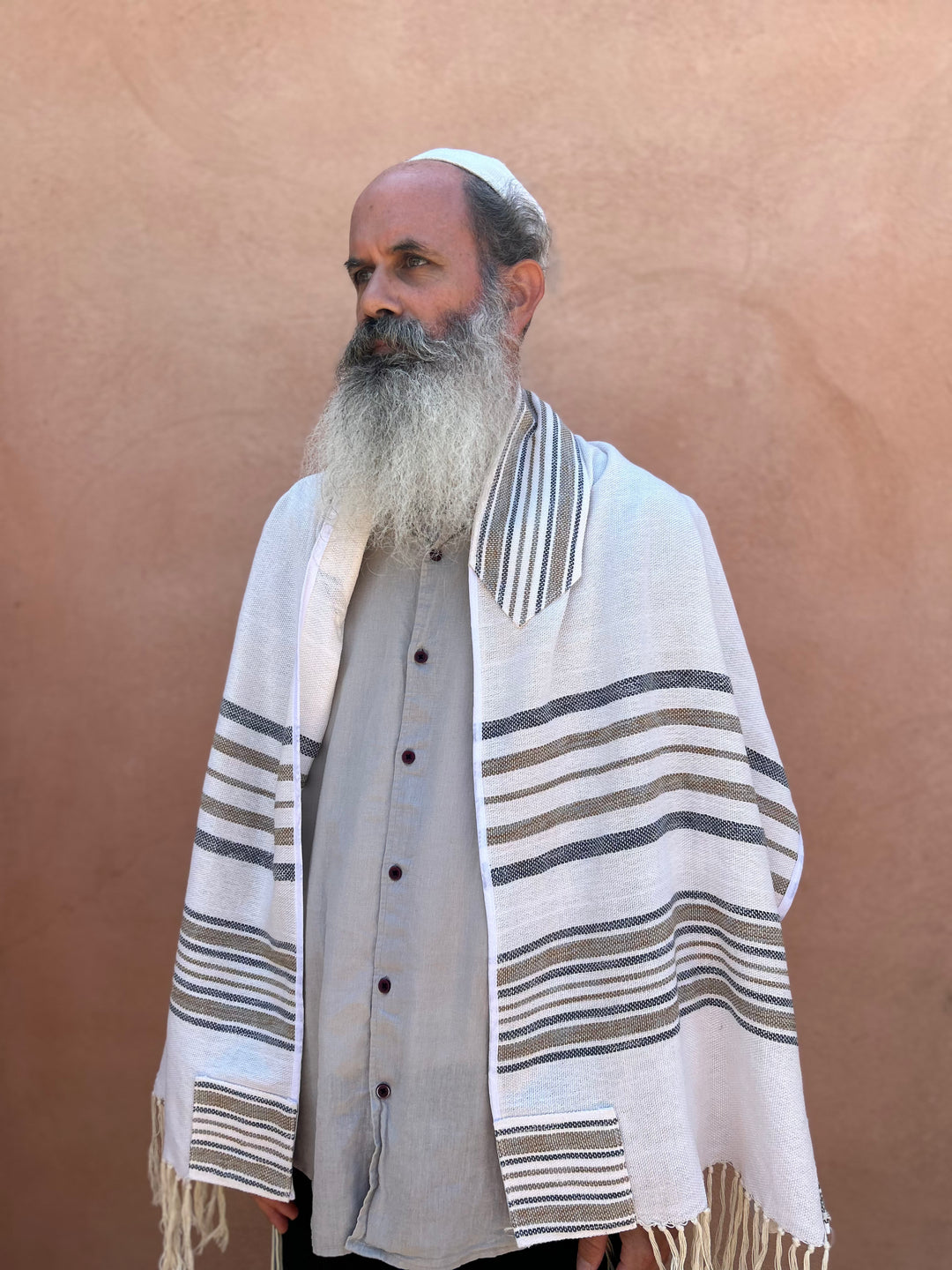 Blue and Brown - Handmade Cotton Tallit Ready to Ship