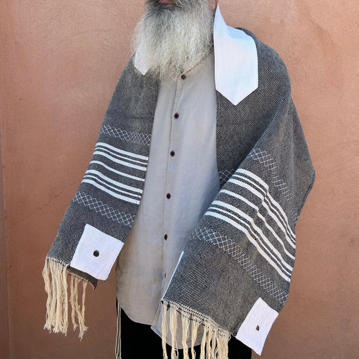 Handmade Black and Gray Tallit for Man OOAK handmade Tallit
