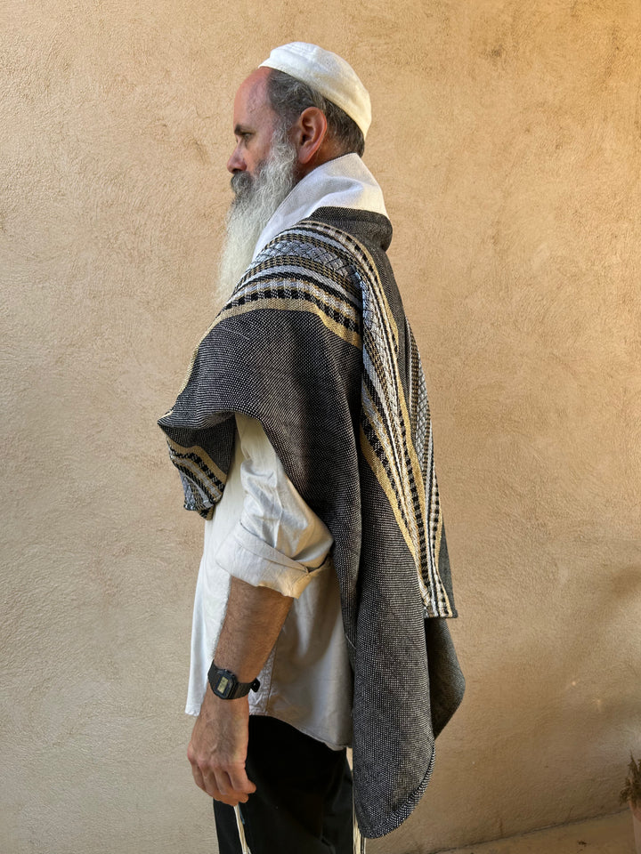 Black Gold and Silver - Handmade Cotton Tallit