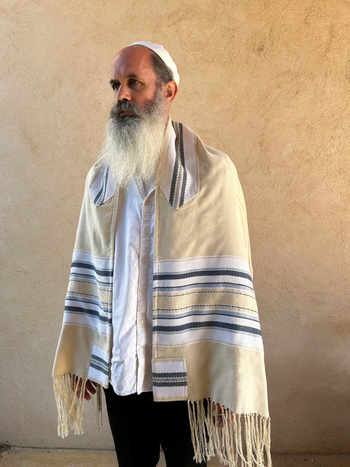 DAAT BLUE - Handmade Cotton Tallit Ready to Ship