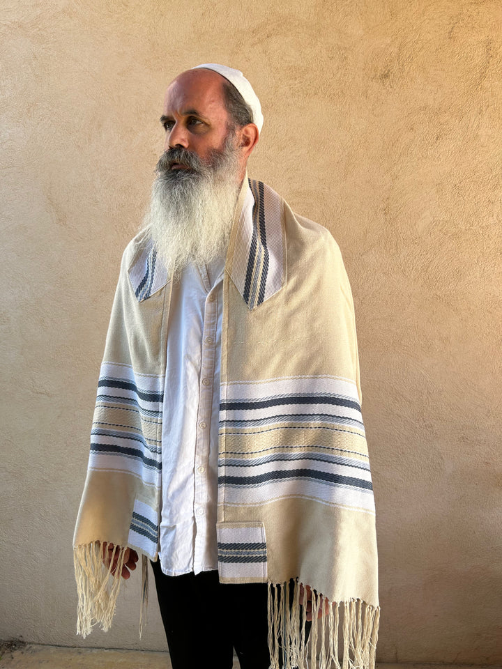 DAAT BLUE - Handmade Cotton Tallit Ready to Ship
