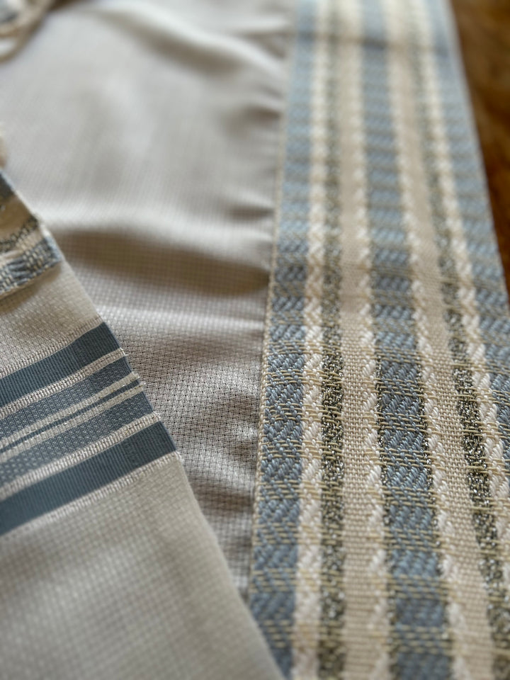 Handmade Wool/Cotton Tallit - Light Blue