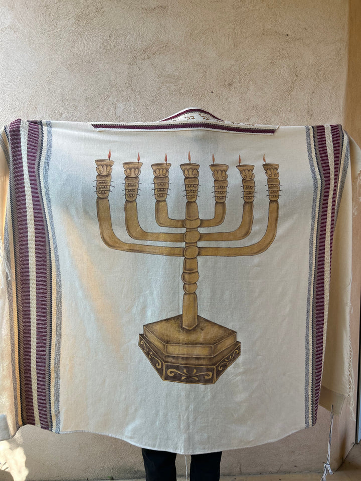 Handmade Tallit - Menorah