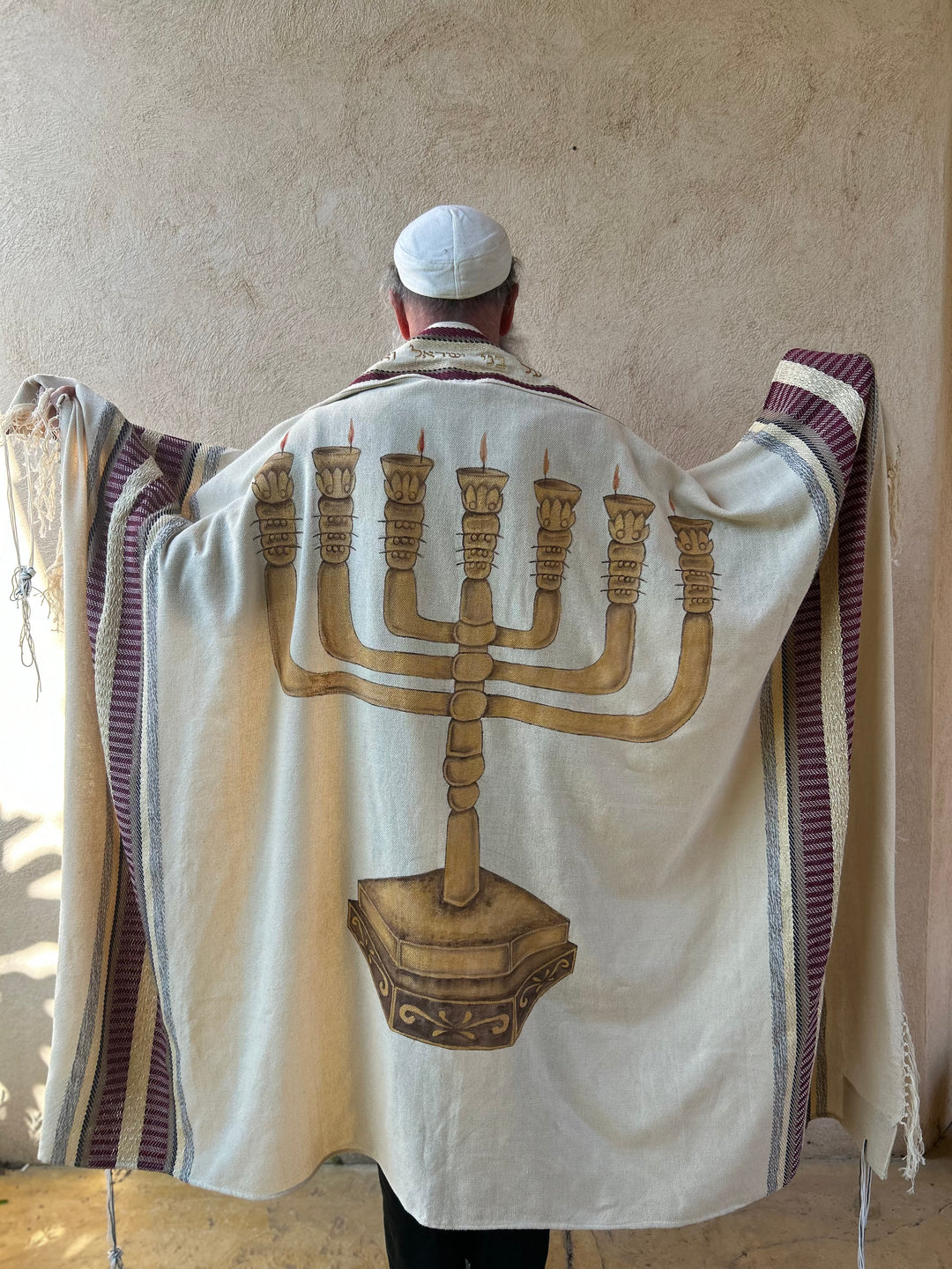 Handmade Tallit - Menorah