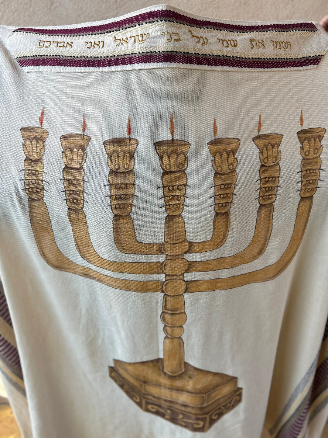 Handmade Tallit - Menorah