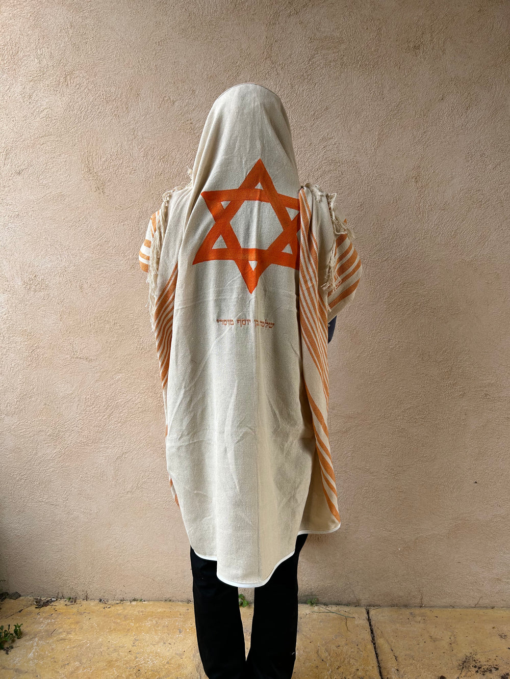 Handwoven Natural Cotton Tallit for Men, Natural Cotton Jewish Prayer Shawl, Magen David Tallit