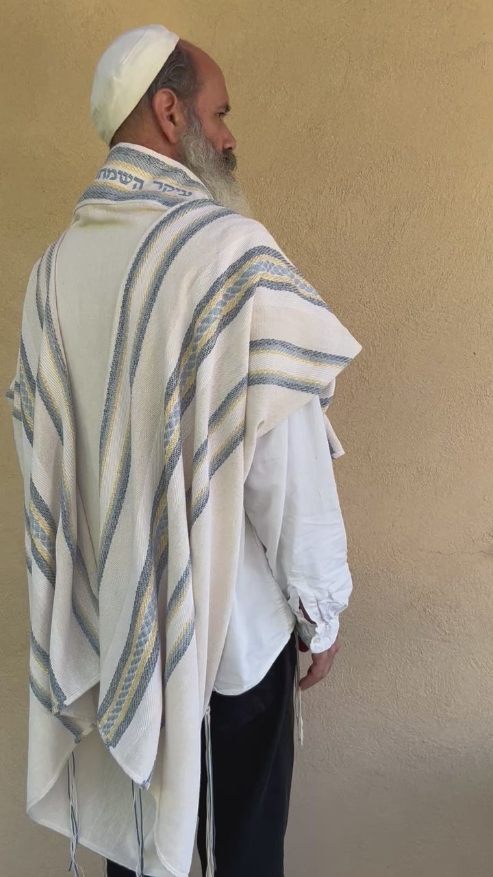 Handmade Tallit - Hochma White Background