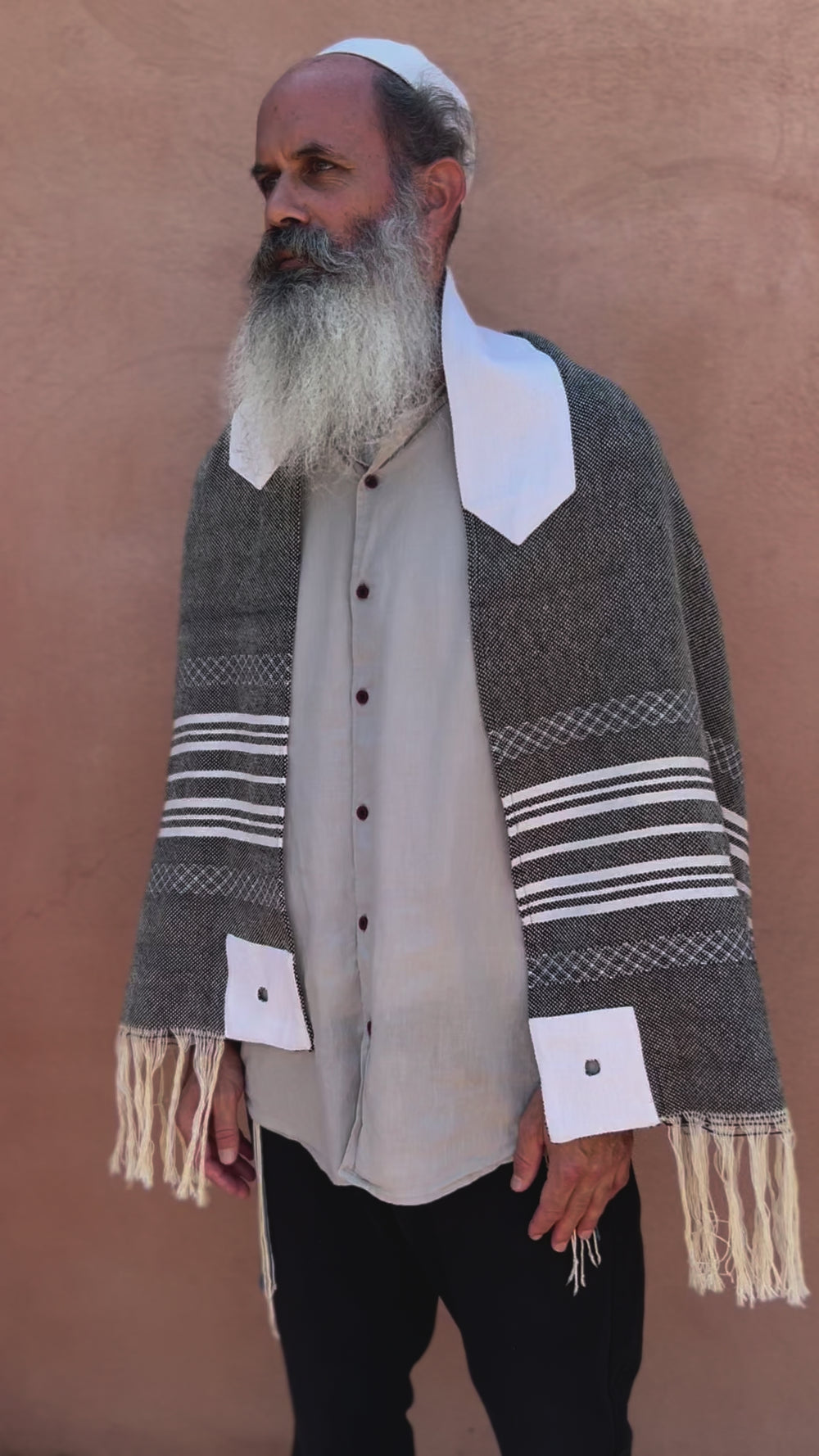 Handmade Black and Gray Tallit for Man OOAK handmade Tallit