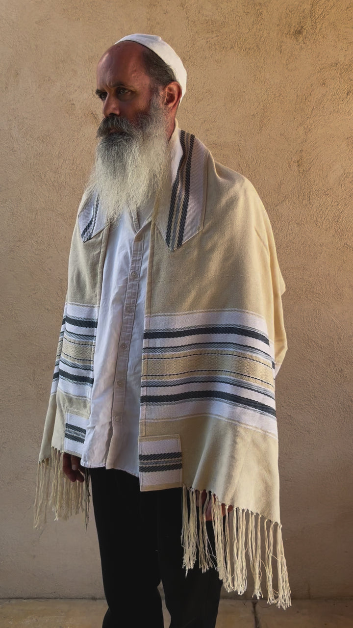 DAAT BLUE - Handmade Cotton Tallit Ready to Ship