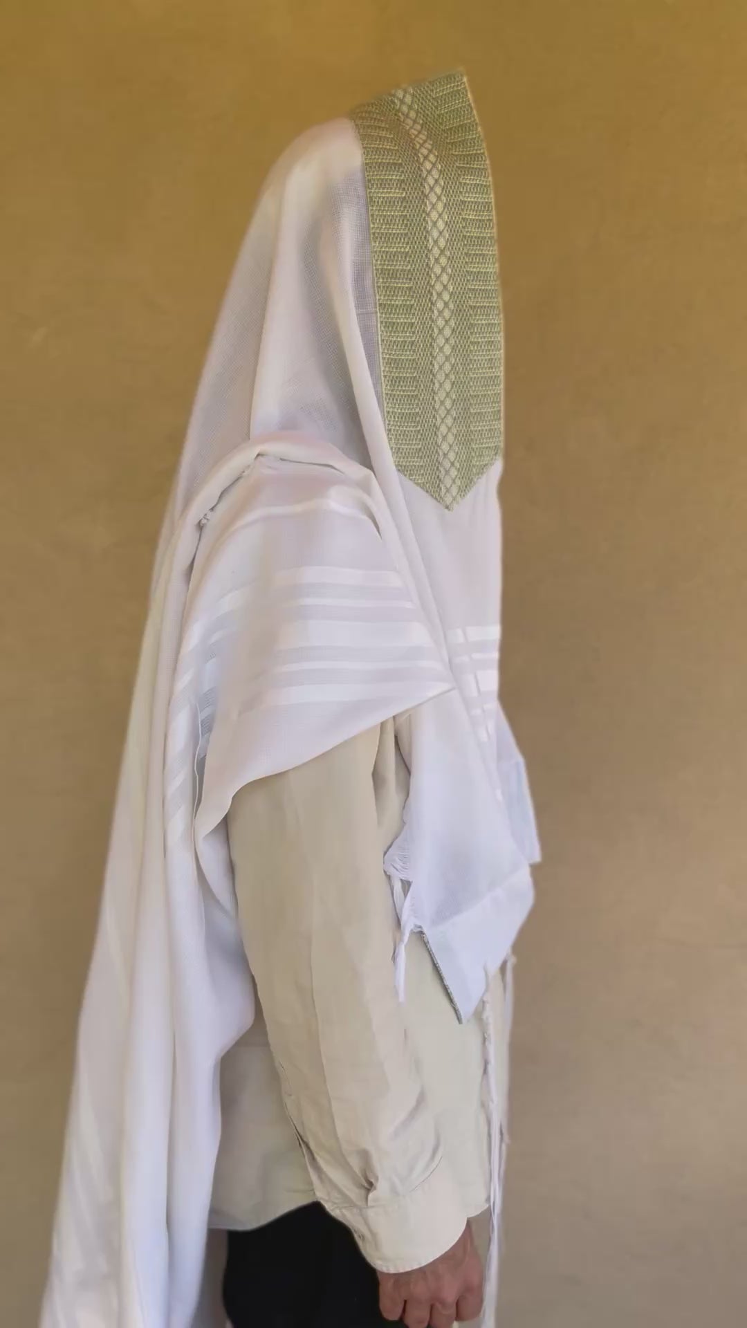 Wool Tallit with Handmade Crown - Asher