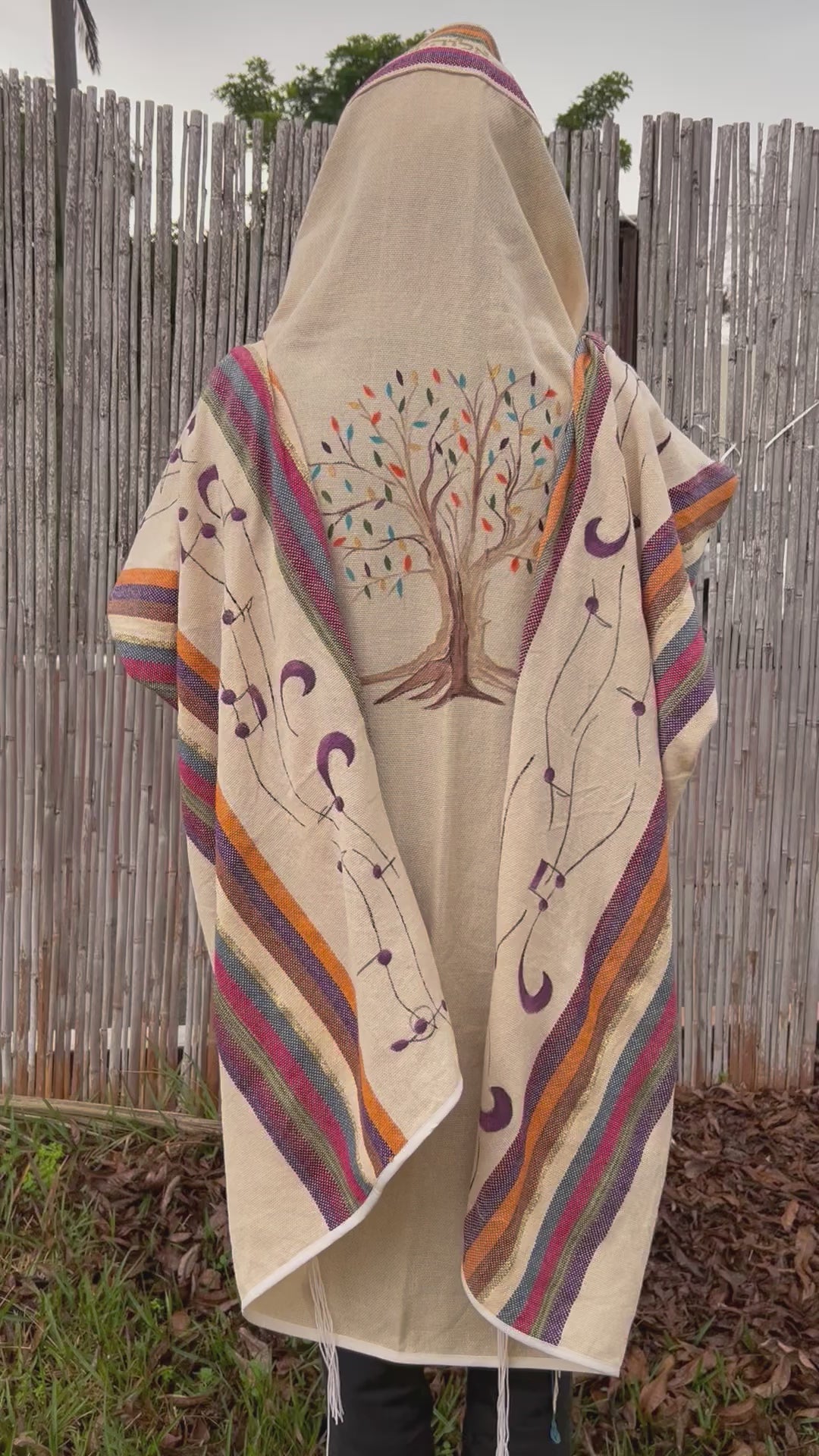 Handmade Tallit - Tree of Life Art with Nusical Notes