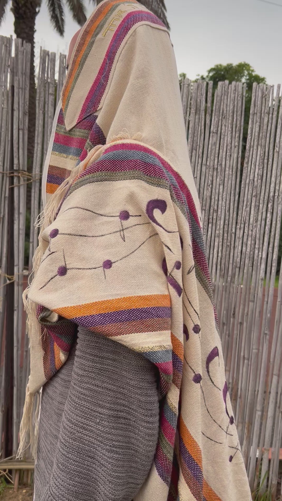 Handmade Tallit - Tree of Life Art with Nusical Notes