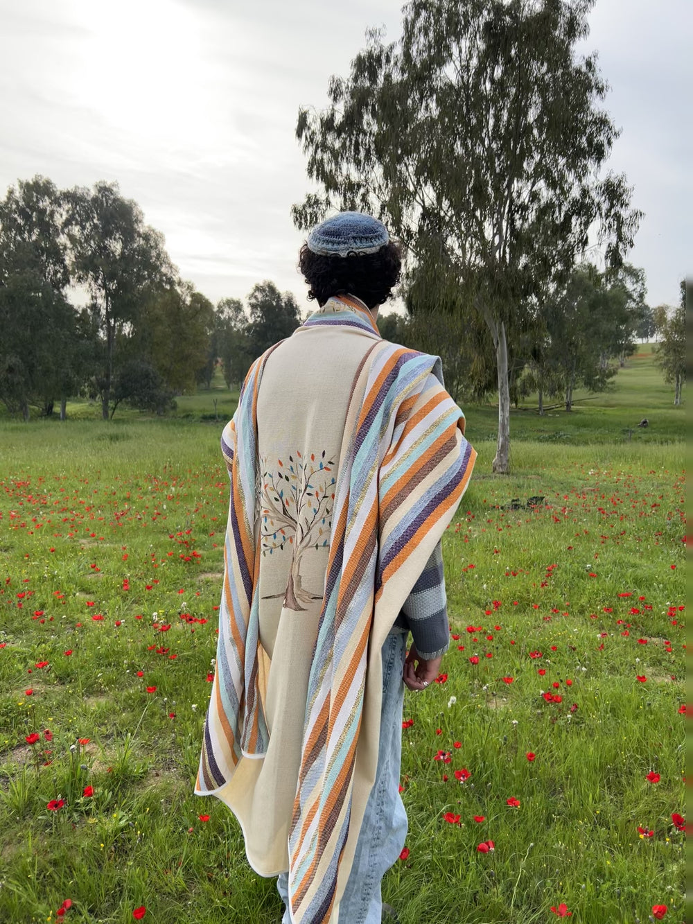 Custom Tallit, Tree of Life Art, Jewish Prayer Shawl, Jewish Gift Judaica, Woven Tallit White, Cotton Tallit Hebrew, Israeli Tallit Handmade
