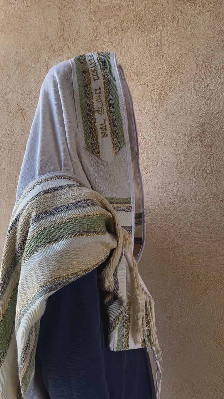 Wedding Tallit Set, Tallit For Man, Jewish Gift Judaica, High Holidays, Jewish Prayer Shawl, Handwoven Tallit Cotton, White Prayer Shawl