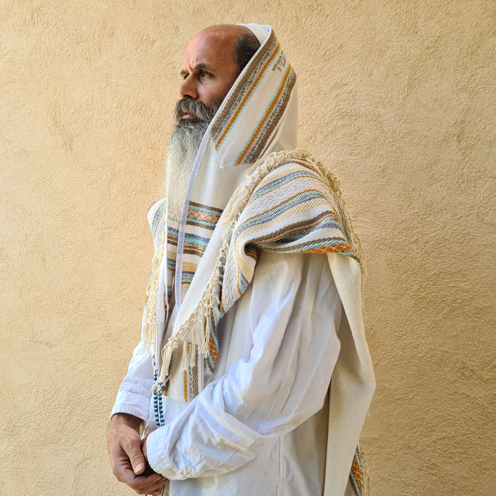 Handmade Tallit - Tavor white background