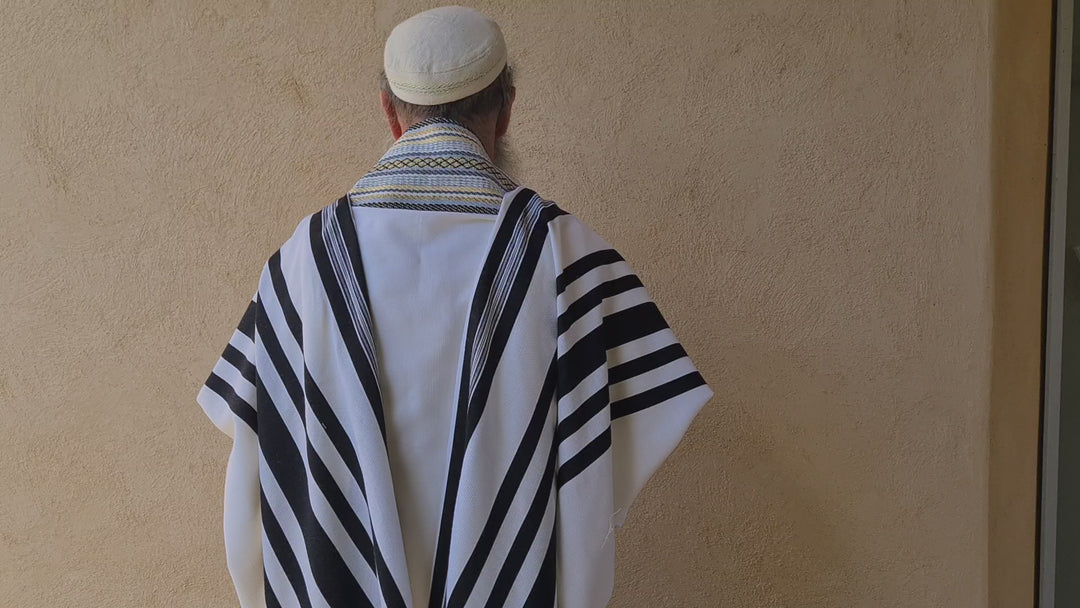 Wool Tallit with Handmade Crown - Shimon