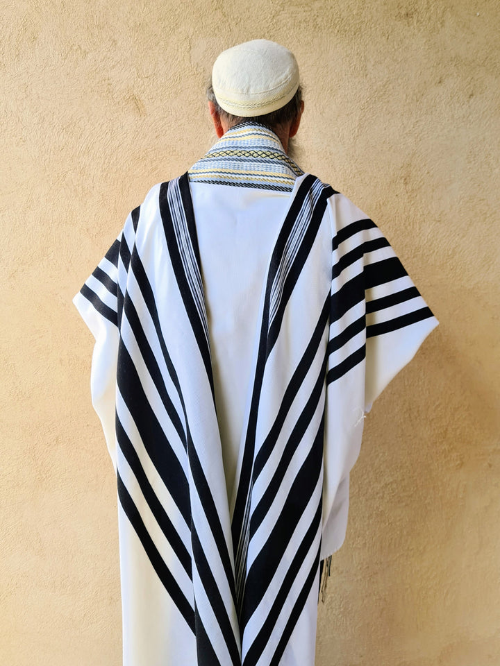 Wool Tallit with Handmade Crown - Shimon