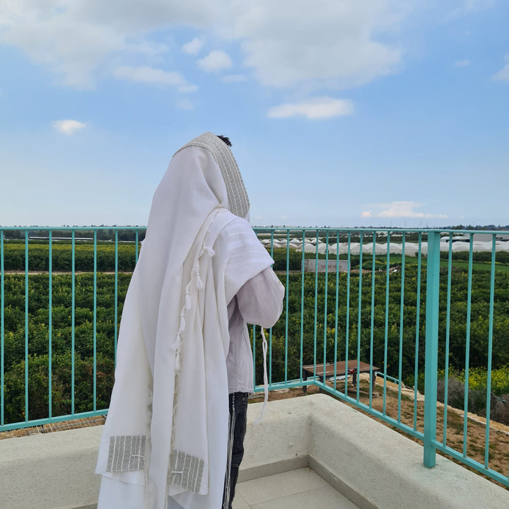 Wool Tallit with Handmade Crown - Shemuel