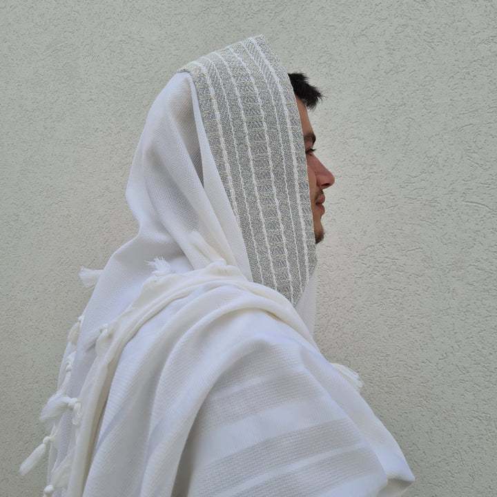 Wool Tallit with Handmade Crown - Shemuel