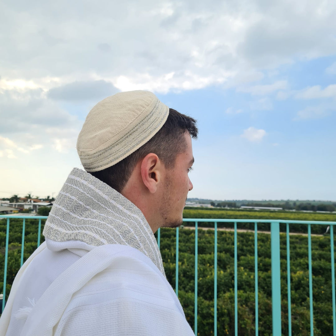 Wool Tallit with Handmade Crown - Shemuel