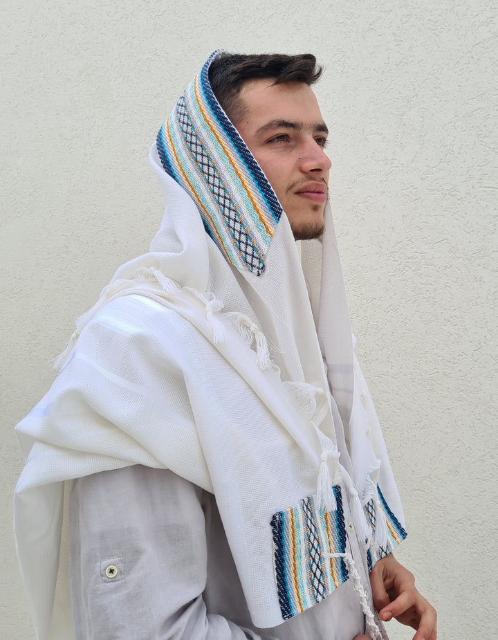 Handmade Wool/Cotton Tallit - Yotam