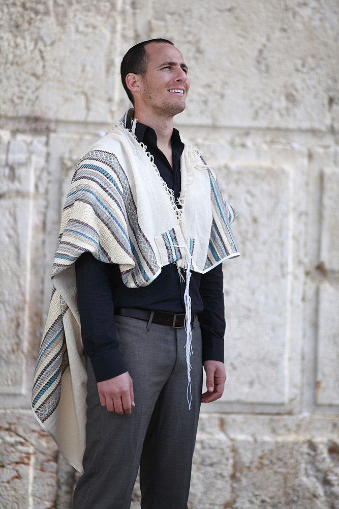 Prayer Shawl, Judaica, Jewish Prayer Shawl, Custom Tallit, Woven Tallit, Cotton Tallit, Tallit Man, Tallis, White Prayer Shawl,High Holidays