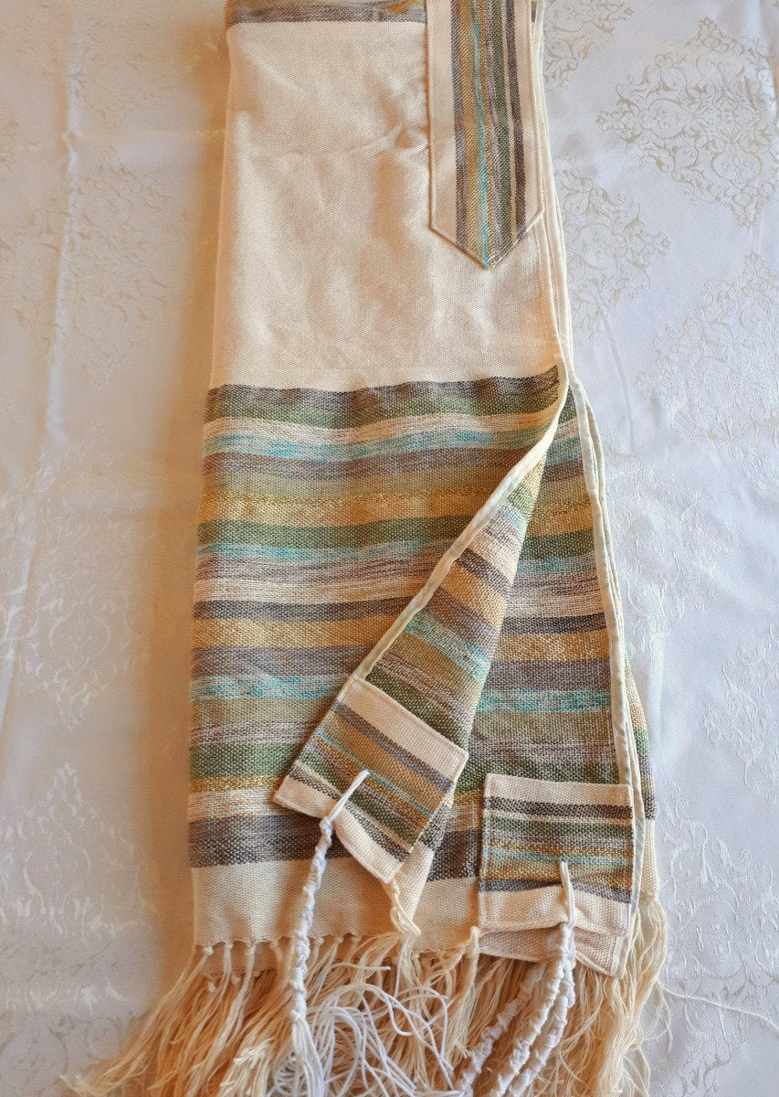 Tallit Set, Prayer Shawl, Jewish Prayer Shawl, Handwoven Tallit, Cotton Tallit, Wedding Tallit, Tallit Man,Jewish White Prayer Shawl Judaica