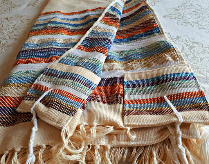 Tallit, Prayer Shawl, Jewish Prayer Shawl, Handwoven Tallit, Cotton Tallit, Wedding Tallit Set, Tallit Man,Jewish White Prayer Shawl Judaica