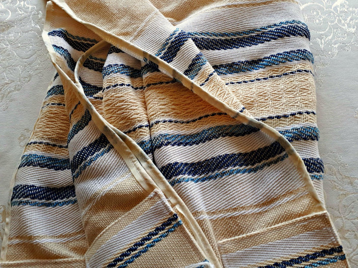 Prayer Shawl Set, Tallit, Jewish Prayer Shawl, Handwoven Tallit, Cotton Tallit, Wedding Tallit, Tallit Man,Jewish White Prayer Shawl Judaica