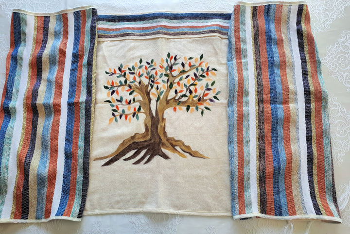 Custom Tallit, Tree of Life Art, Jewish Prayer Shawl, Jewish Gift Judaica, Woven Tallit White, Cotton Tallit Hebrew, Israeli Tallit Handmade