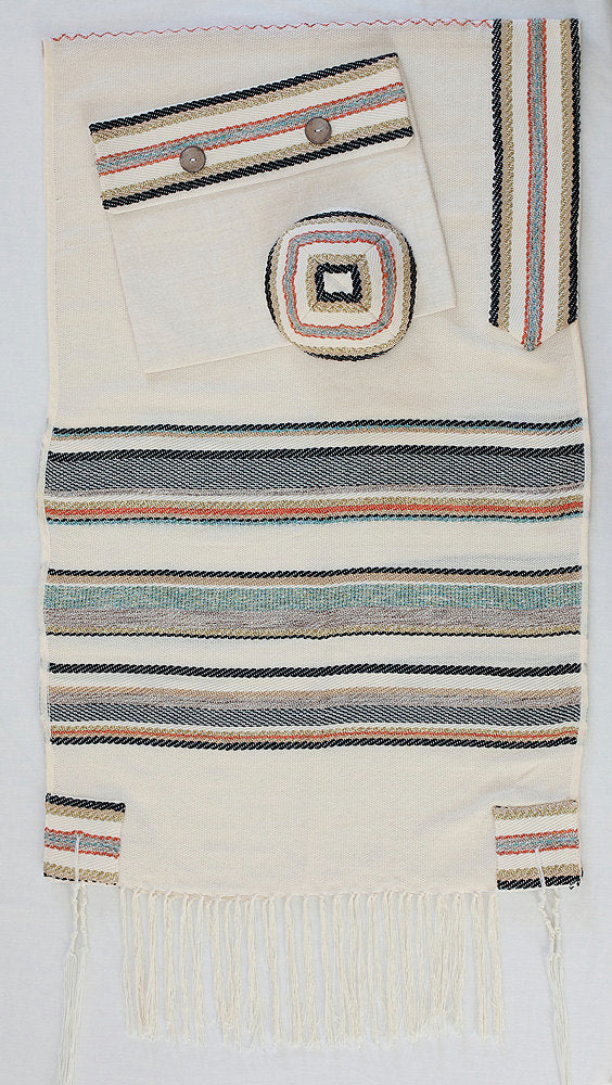 Jewish Prayer Shawl Set, Israeli Tallit, Bag and Yarmolke, Handmade Tallit Weaving, Wedding Gift Jewish, Tallit For Man, Judaica Gift Tallis